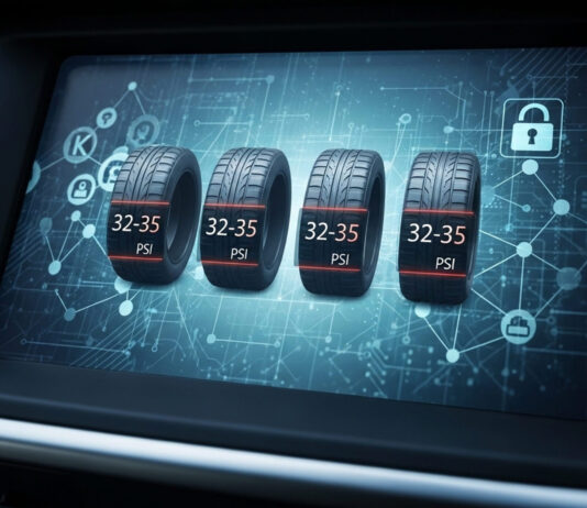 Vykazujú snímače tlaku nepresné hodnoty po nasadení snehových reťazí? Zimná pneumatika so snehovými reťazami a systémom TPMS na kontrolu tlaku.